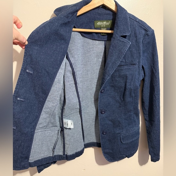 Eddie Bauer Women's Denim Indigo Blazer 90s Y2K Single Breasted Pockets Medium - Picture 3 of 14
